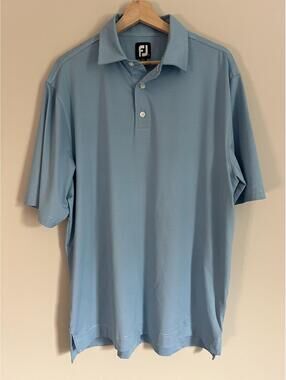 FootJoy Men's Large Light Blue Striped Golf Polo - Performance